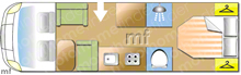 Rollerteam Zefiro 696, 2021 motorhome layout