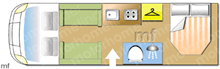 Elddis Encore 254, 2016 motorhome layout