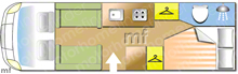 Elddis Majestic 155, 2016 motorhome layout