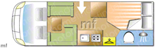 Pilote Essential P716, 2019 motorhome layout