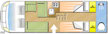 Bessacarr E574, 2018 motorhome layout