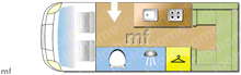 Hymer B634, 2003 motorhome layout